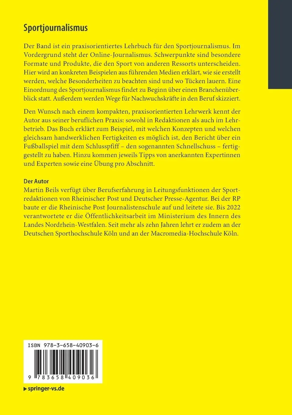 Rückseite: 9783658409036 | Sportjournalismus | Martin Beils | Taschenbuch | x | Deutsch | 2023