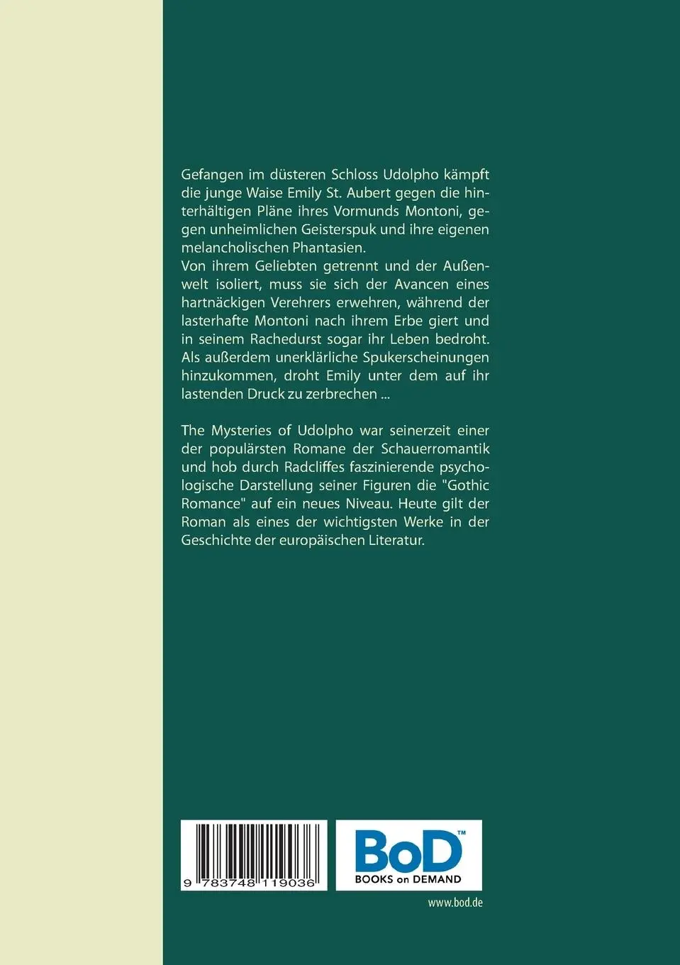 Rückseite: 9783748119036 | Die Geheimnisse von Udolpho - Vollständige Ausgabe in einem Band