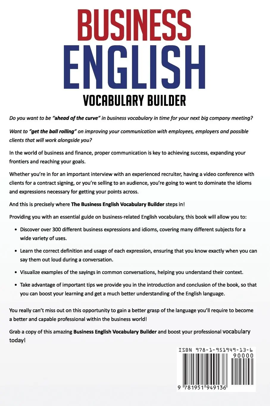 Rückseite: 9781951949136 | Business English Vocabulary Builder | Lingo Mastery | Taschenbuch