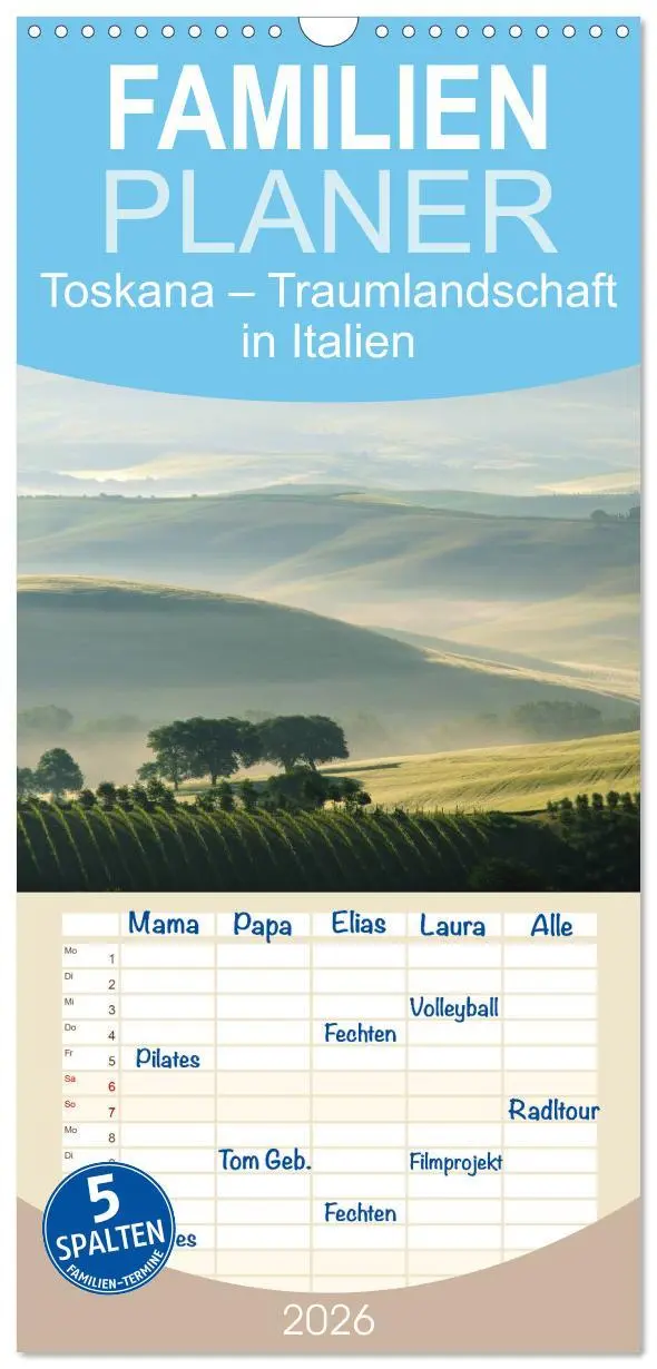 Cover: 9783516519136 | Familienplaner 2026 - Toskana - Traumlandschaft in Italien mit 5...