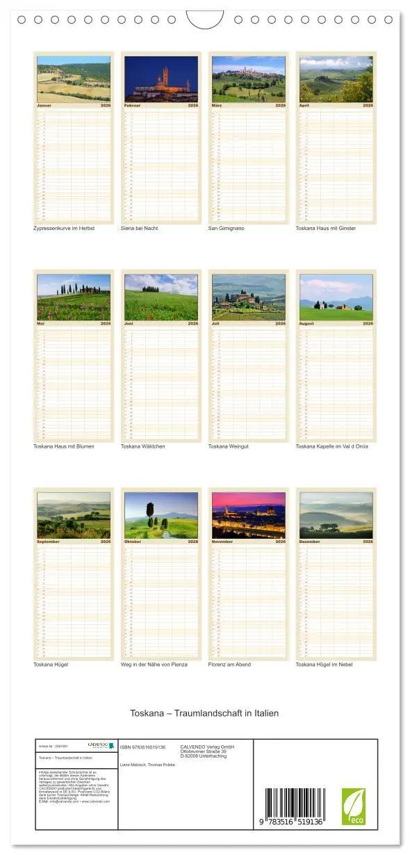 Bild: 9783516519136 | Familienplaner 2026 - Toskana - Traumlandschaft in Italien mit 5...