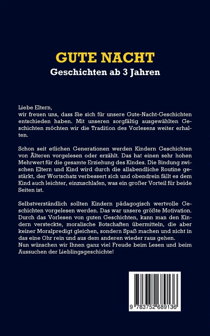 Rückseite: 9783752689136 | Gute Nacht Geschichten ab 3 Jahren: Tolle Kindergeschichten zum...