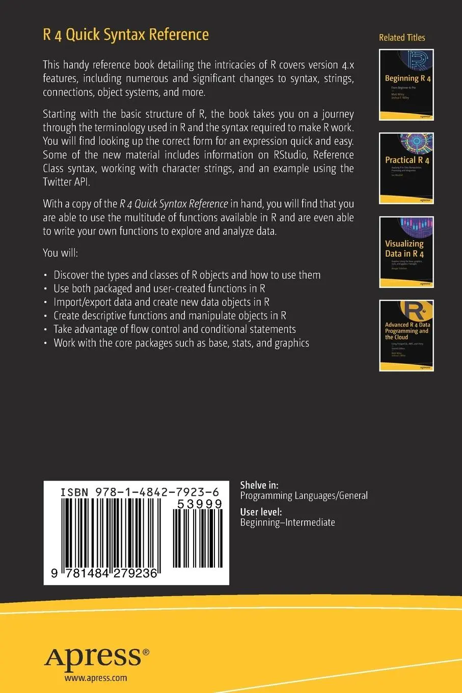 Rückseite: 9781484279236 | R 4 Quick Syntax Reference | Margot Tollefson | Taschenbuch | xxii