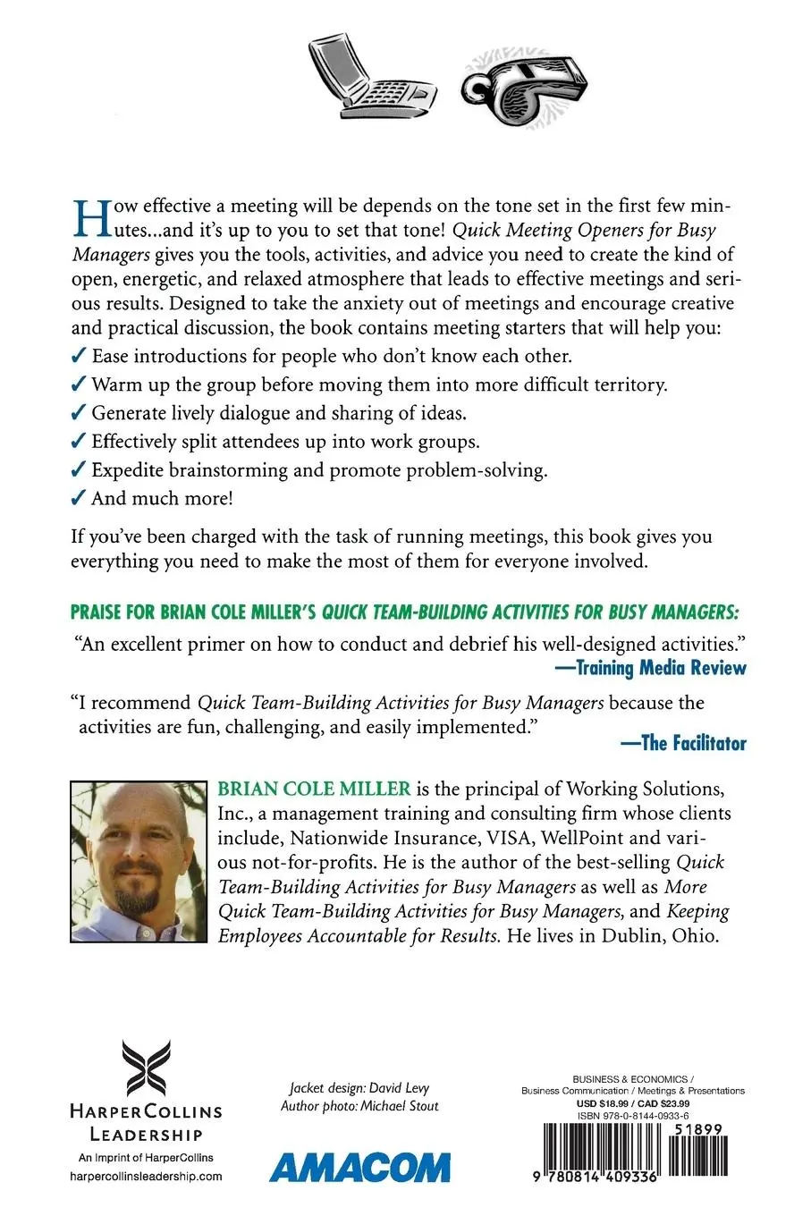 Rückseite: 9780814409336 | Quick Meeting Openers for Busy Managers | Brian Miller | Taschenbuch