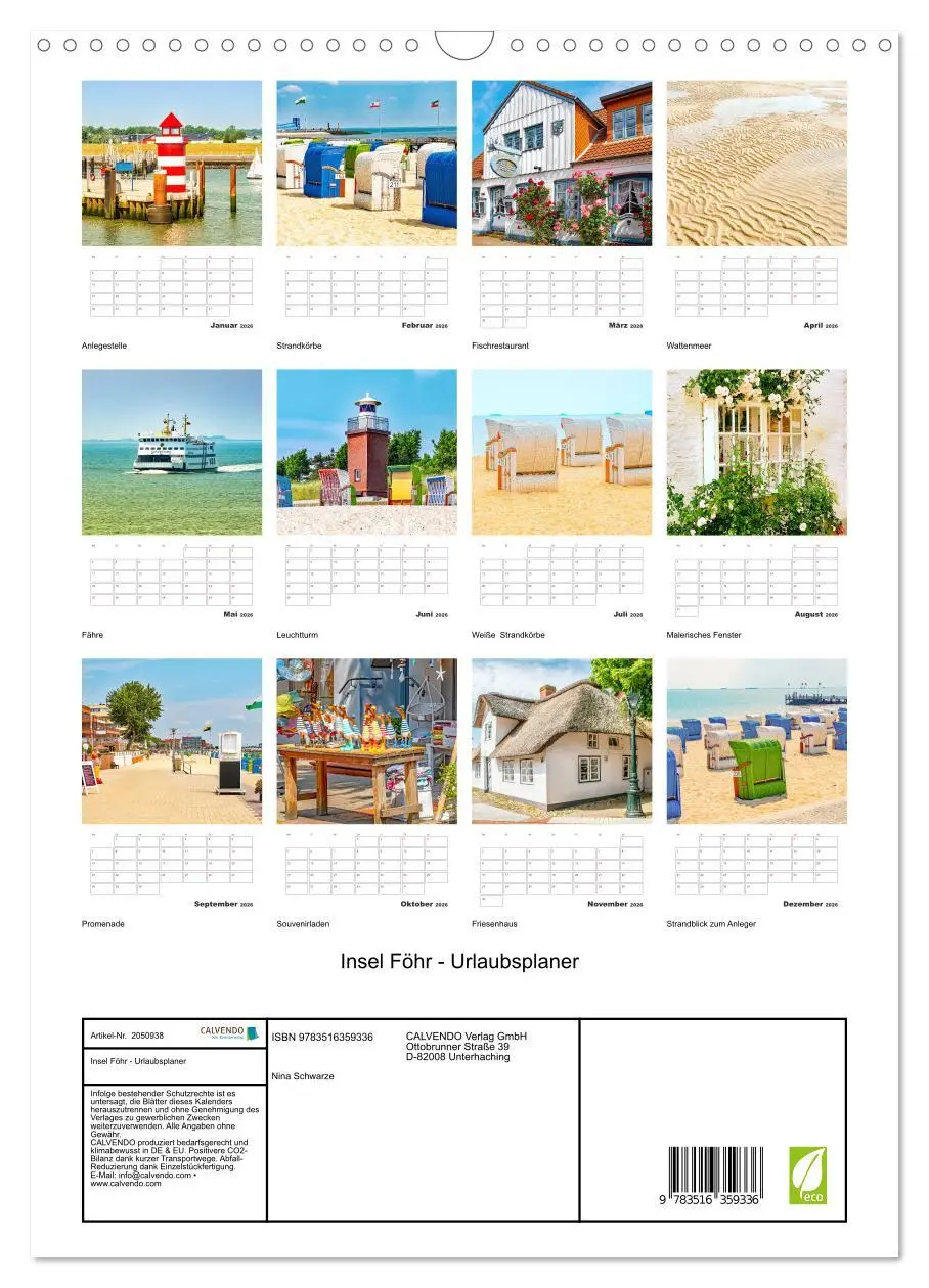 Bild: 9783516359336 | Insel Föhr - Urlaubsplaner (Wandkalender 2026 DIN A3 hoch),...