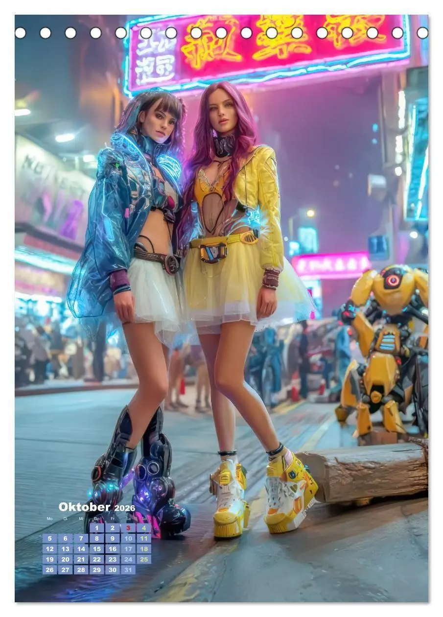 Bild: 9783516669336 | Cyberpunk Ästhetik - Neonstadt mit seinne Bewohnern (Tischkalender...