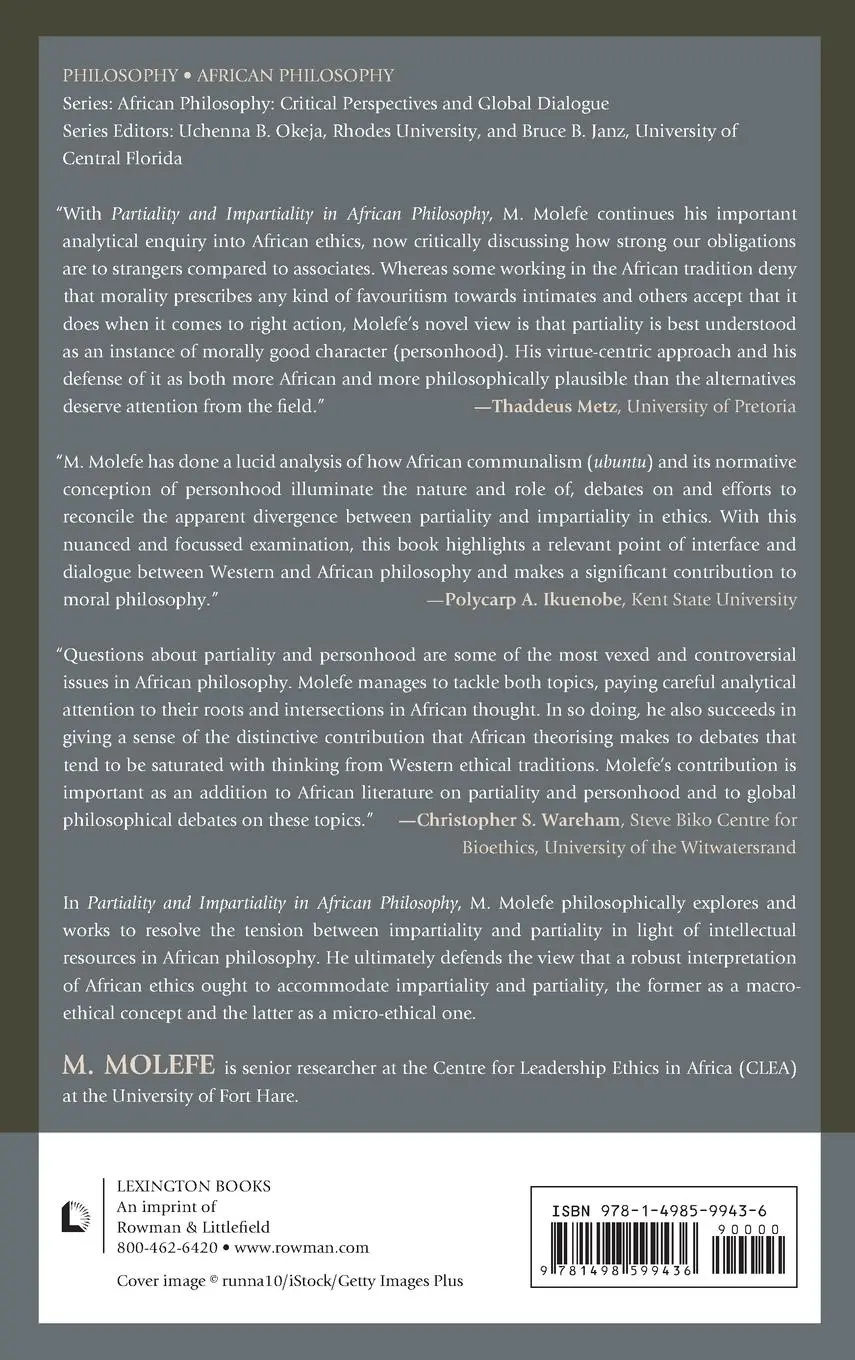 Rückseite: 9781498599436 | Partiality and Impartiality in African Philosophy | M. Molefe | Buch