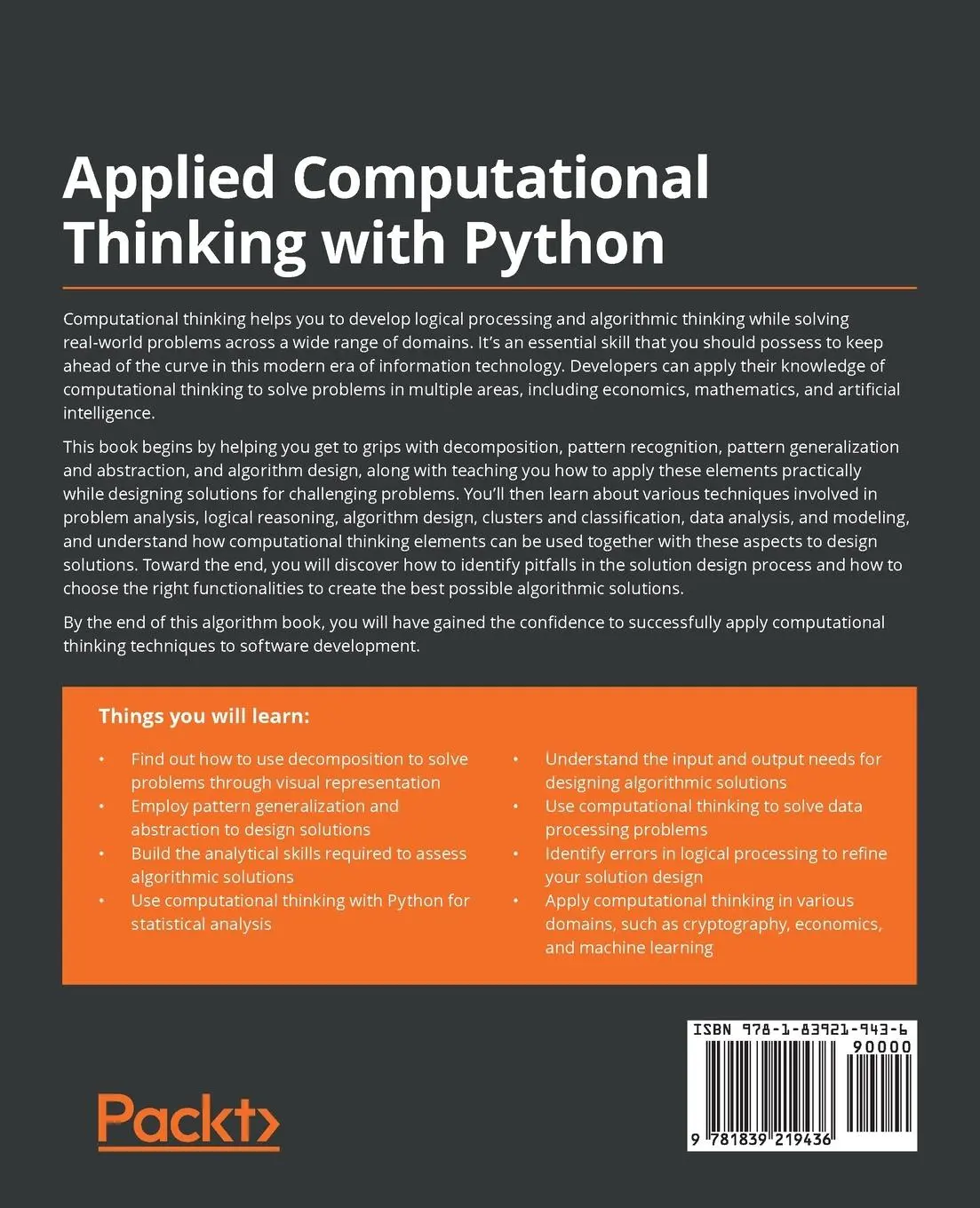 Rückseite: 9781839219436 | Applied Computational Thinking with Python | Sofía de Jesús (u. a.)