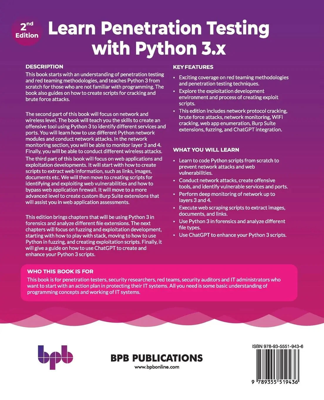 Rückseite: 9789355519436 | Learn Penetration Testing with Python 3.x | Yehia Elghaly | Buch