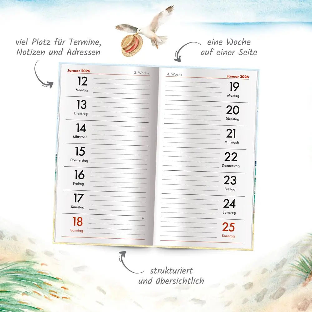 Bild: 4251901509536 | Trötsch Taschenterminer Maritim 2026 | Wochenkalender | KG | Kalender