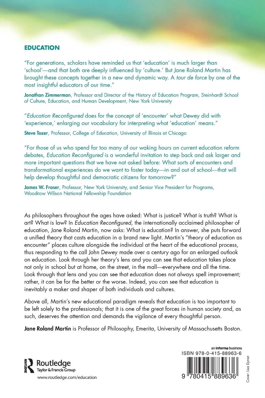 Rückseite: 9780415889636 | Education Reconfigured | Culture, Encounter, and Change | Martin