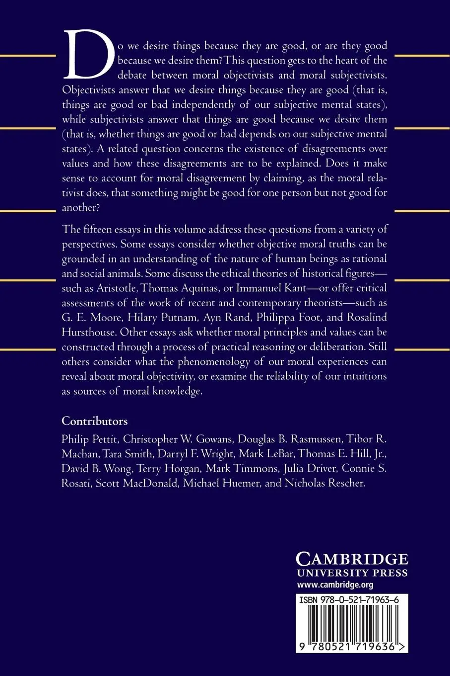 Rückseite: 9780521719636 | Objectivism, Subjectivism, and Relativism in Ethics | Paul (u. a.)