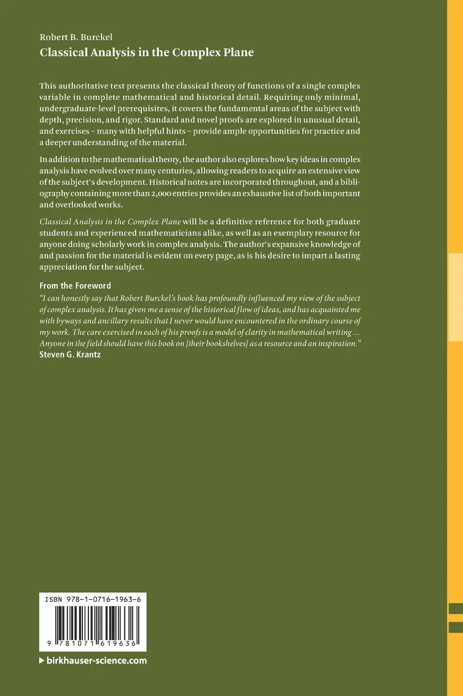 Rückseite: 9781071619636 | Classical Analysis in the Complex Plane | Robert B. Burckel | Buch