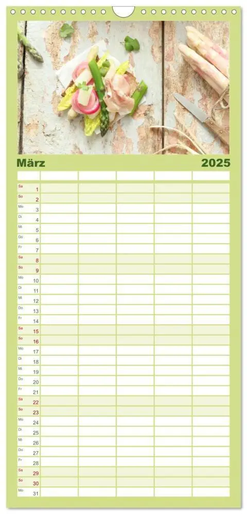 Bild: 9783457099636 | Familienplaner 2025 - Köstlicher Spargel mit 5 Spalten...