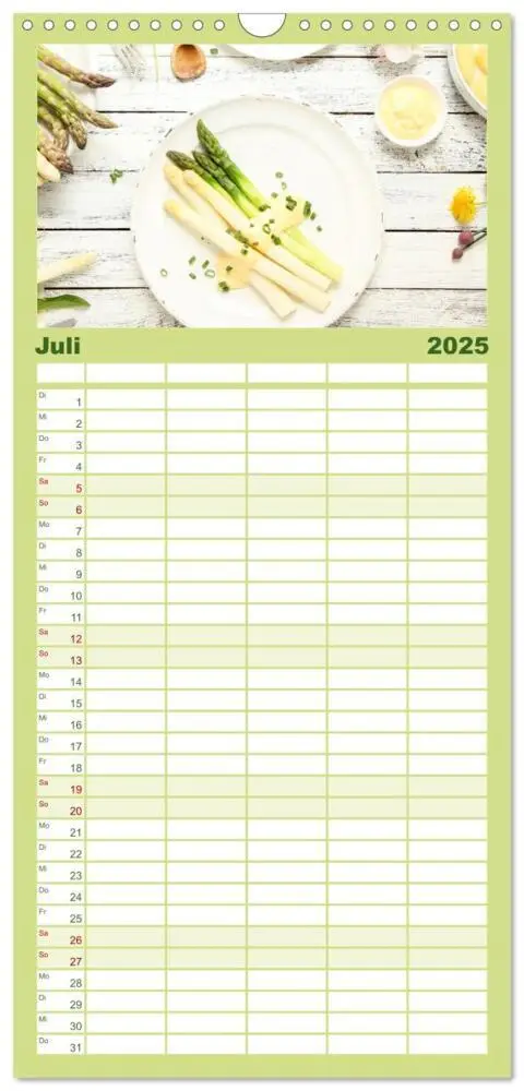 Bild: 9783457099636 | Familienplaner 2025 - Köstlicher Spargel mit 5 Spalten...