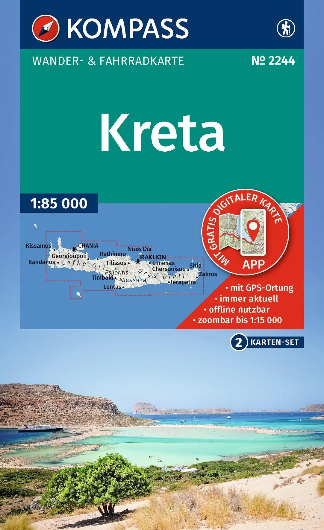 Cover: 9783850269636 | KOMPASS Wanderkarten-Set 2244 Kreta (2 Karten) 1:85.000 | Gmbh | 2026