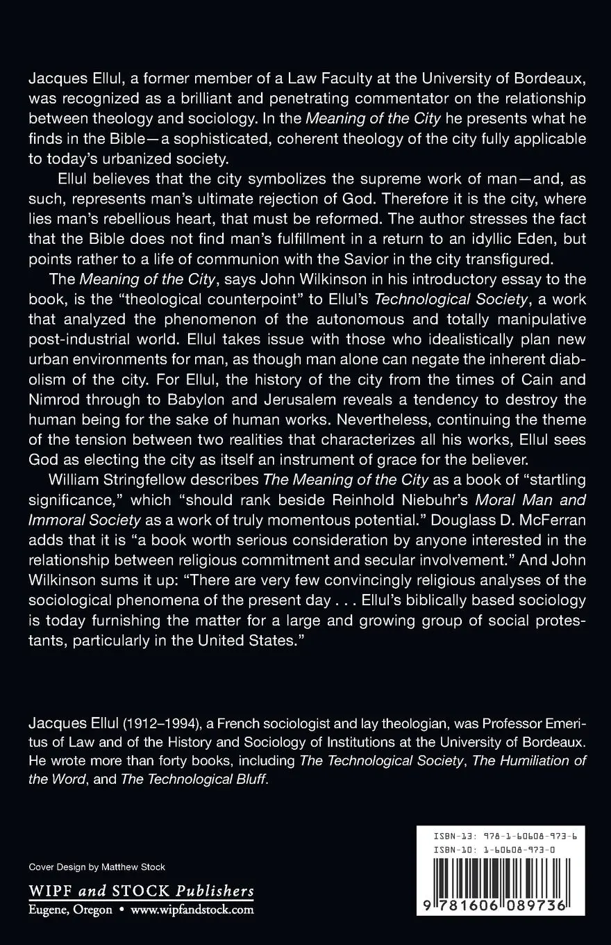 Rückseite: 9781606089736 | The Meaning of the City | Jacques Ellul | Taschenbuch | Englisch