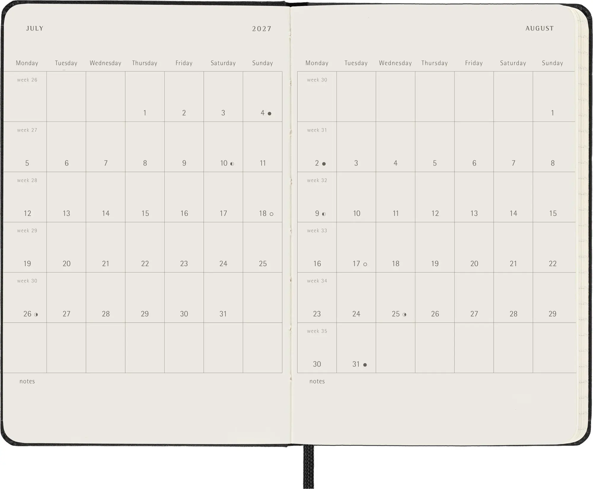 Bild: 8056999279936 | Moleskine 18 Monate Wochenkalender 2026/2027, P/A6, 1 Wo = 2...