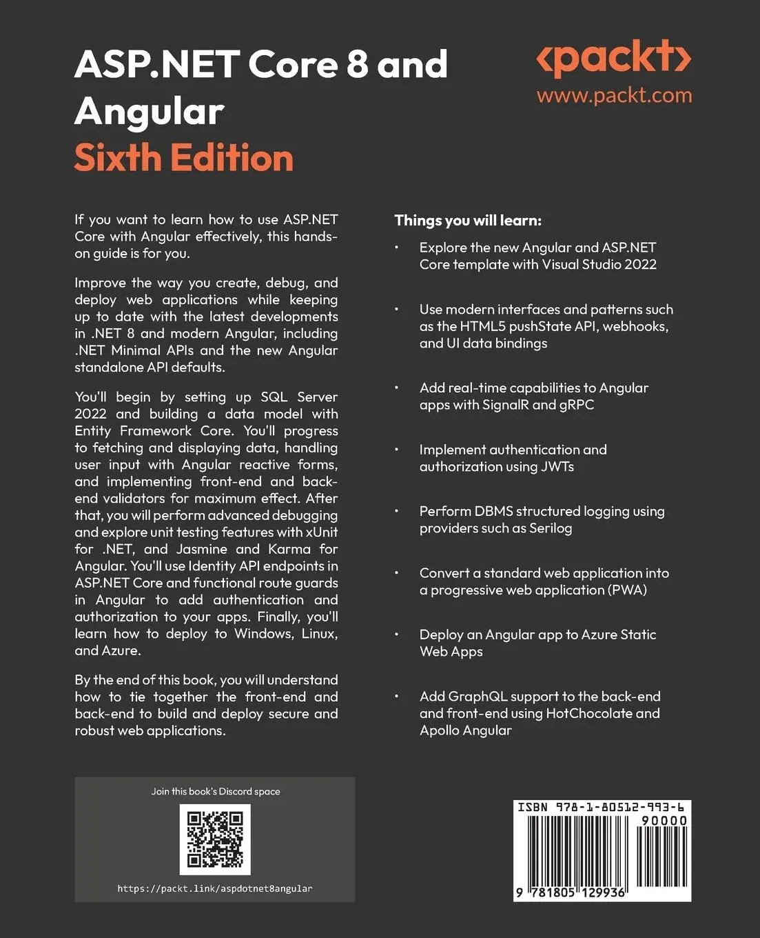 Rückseite: 9781805129936 | ASP.NET Core 8 and Angular - Sixth Edition | Valerio de Sanctis | Buch