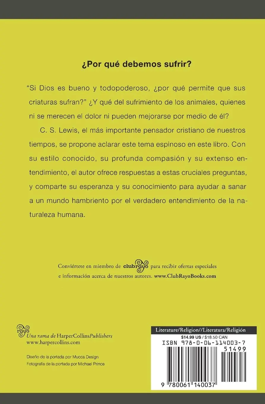 Rückseite: 9780061140037 | El Problema del Dolor | C. S. Lewis | Taschenbuch | Spanisch | 2006