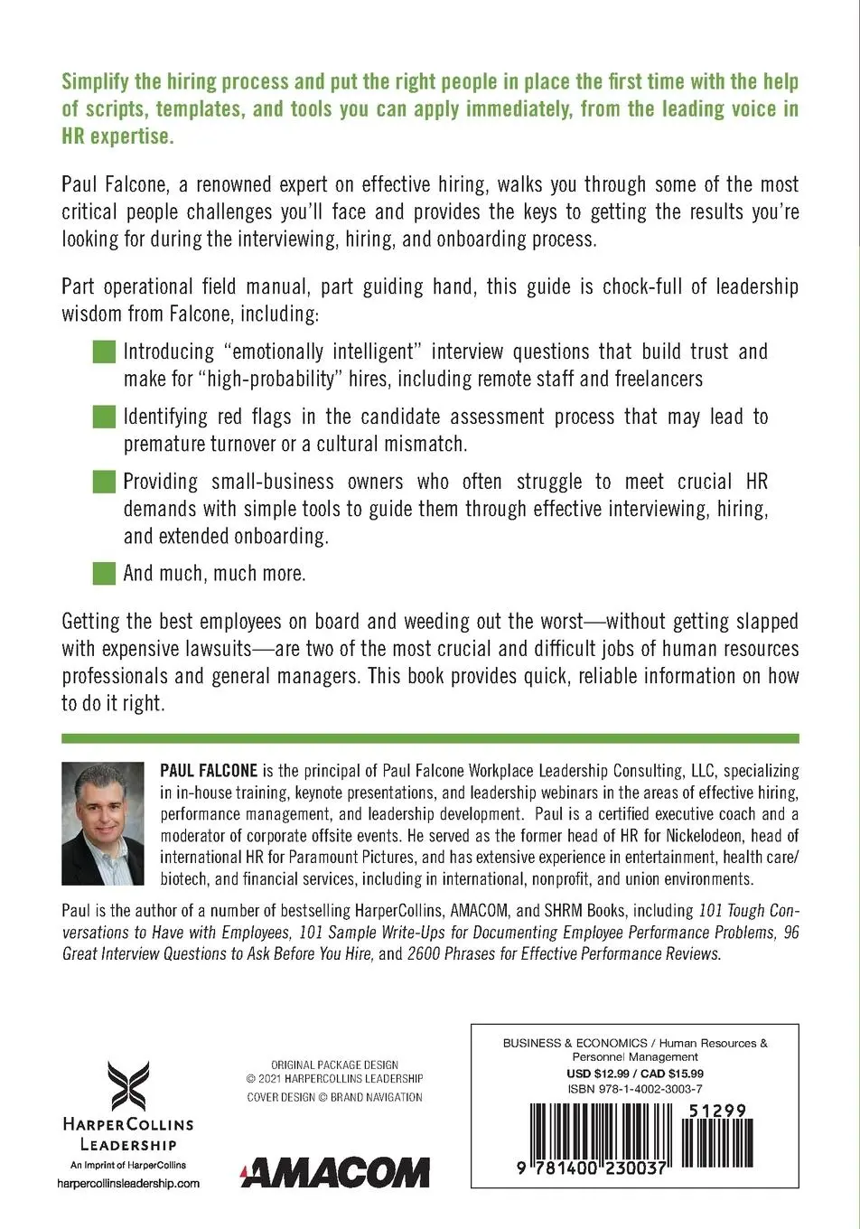 Rückseite: 9781400230037 | Effective Hiring | Mastering the Interview, Offer, and Onboarding