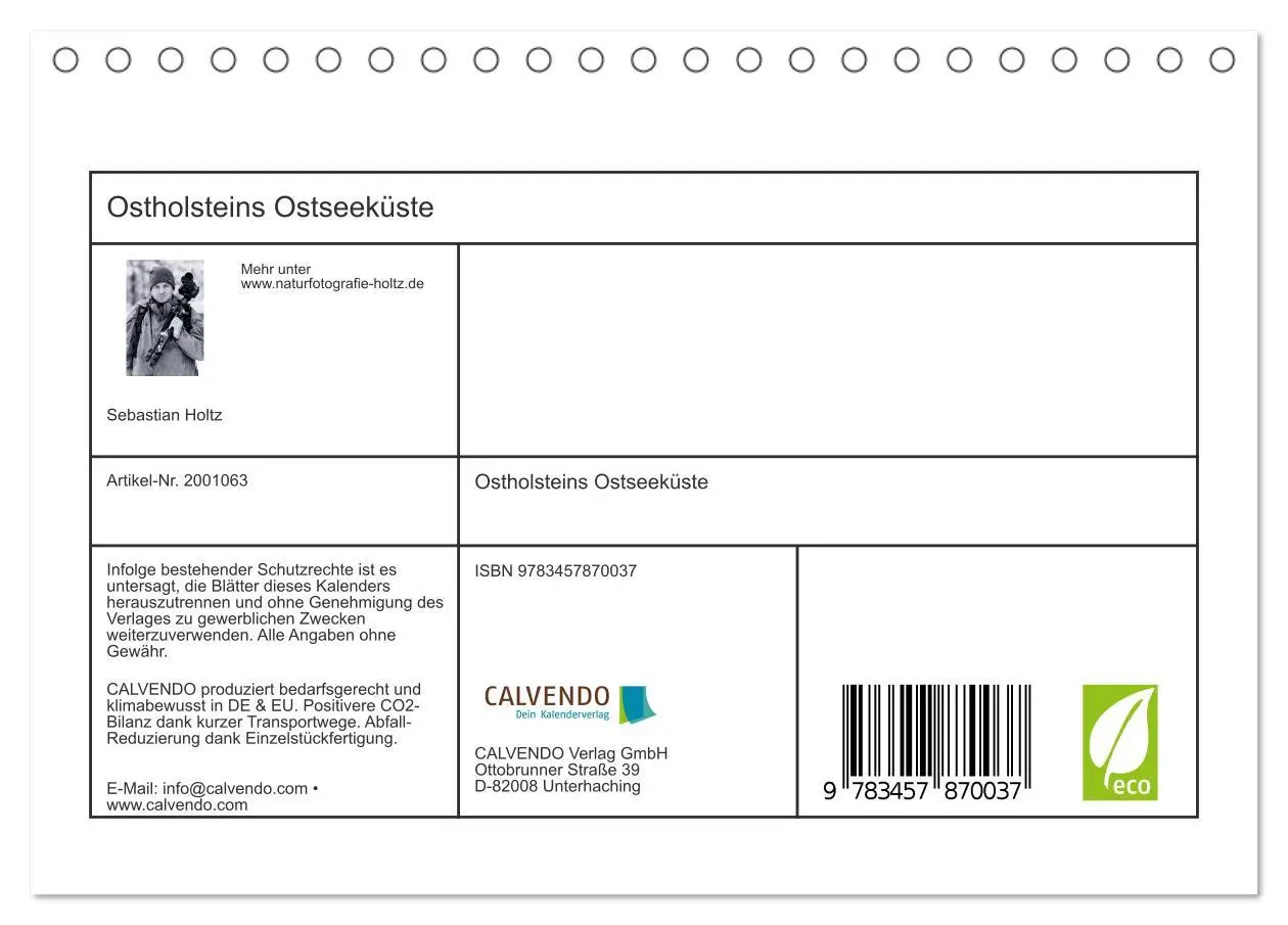 Bild: 9783457870037 | Ostholsteins Ostseeküste (Tischkalender 2026 DIN A5 quer), CALVENDO...