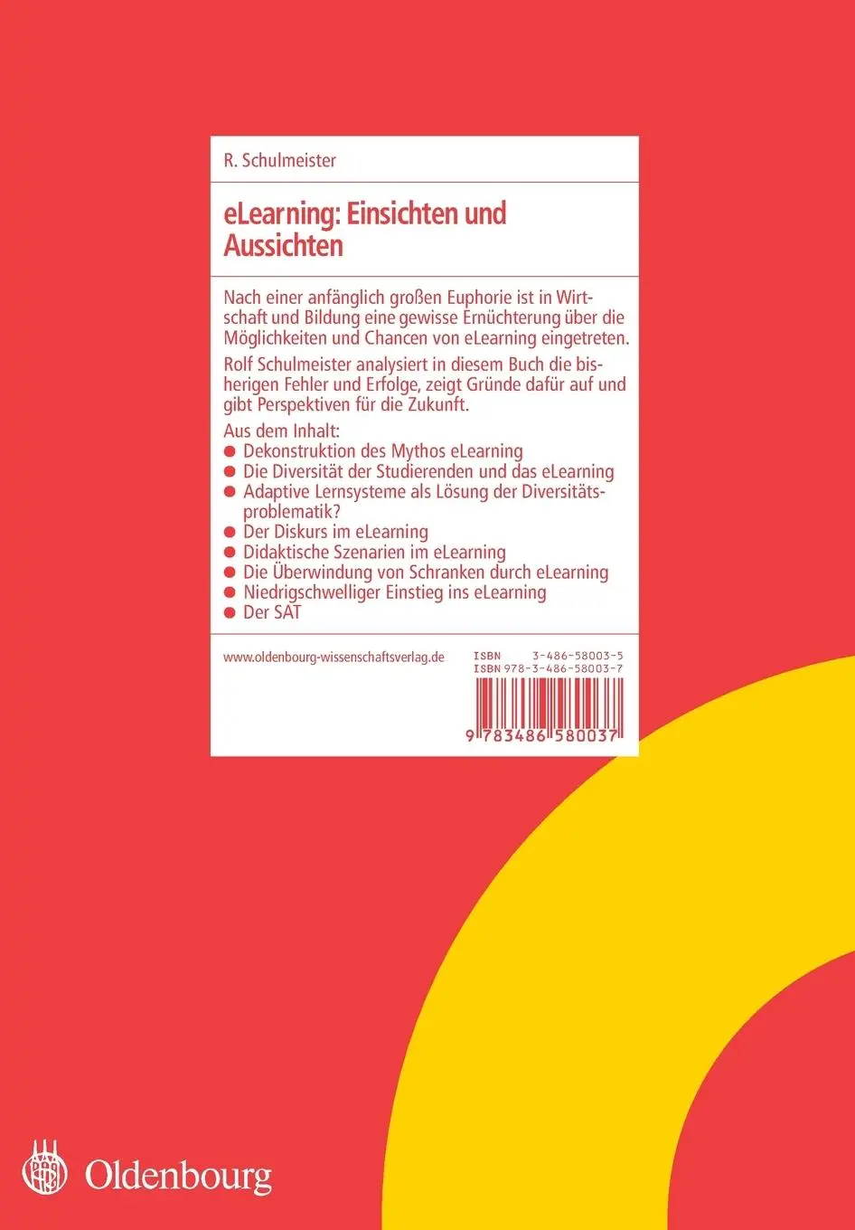 Rückseite: 9783486580037 | eLearning: Einsichten und Aussichten | Rolf Schulmeister | Taschenbuch