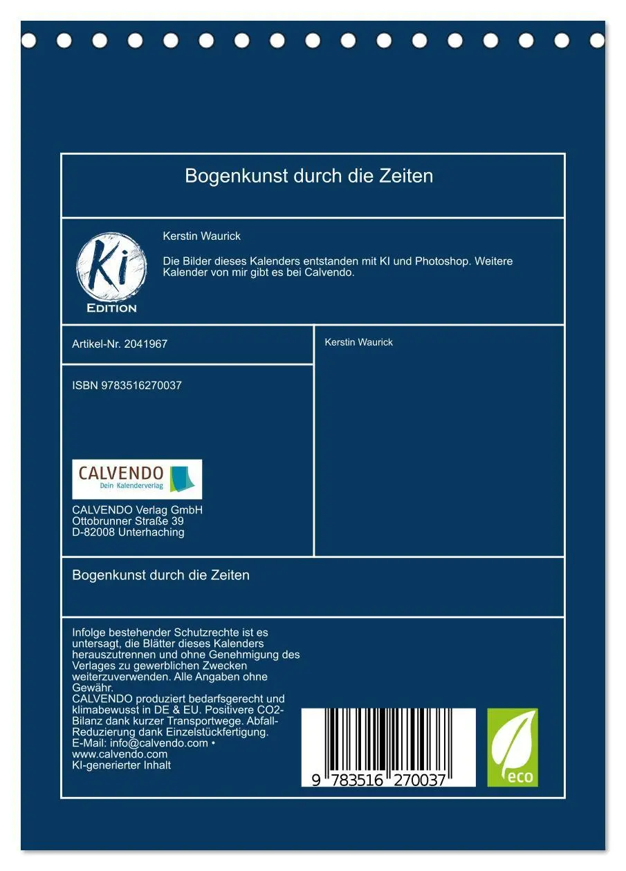 Bild: 9783516270037 | Bogenkunst durch die Zeiten (Tischkalender 2026 DIN A5 hoch),...