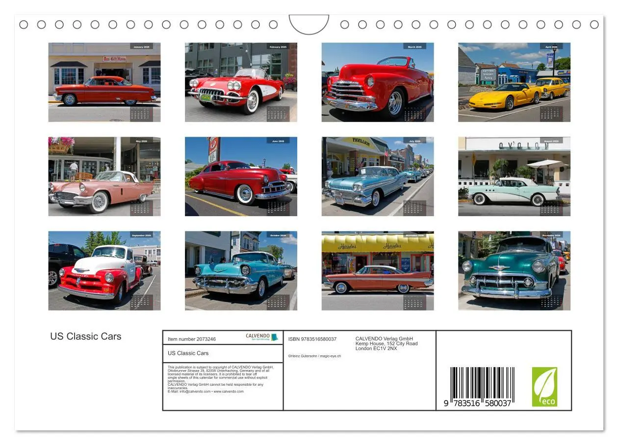 Bild: 9783516580037 | US Classic Cars (Wall Calendar 2026 DIN A4 landscape), CALVENDO 12...