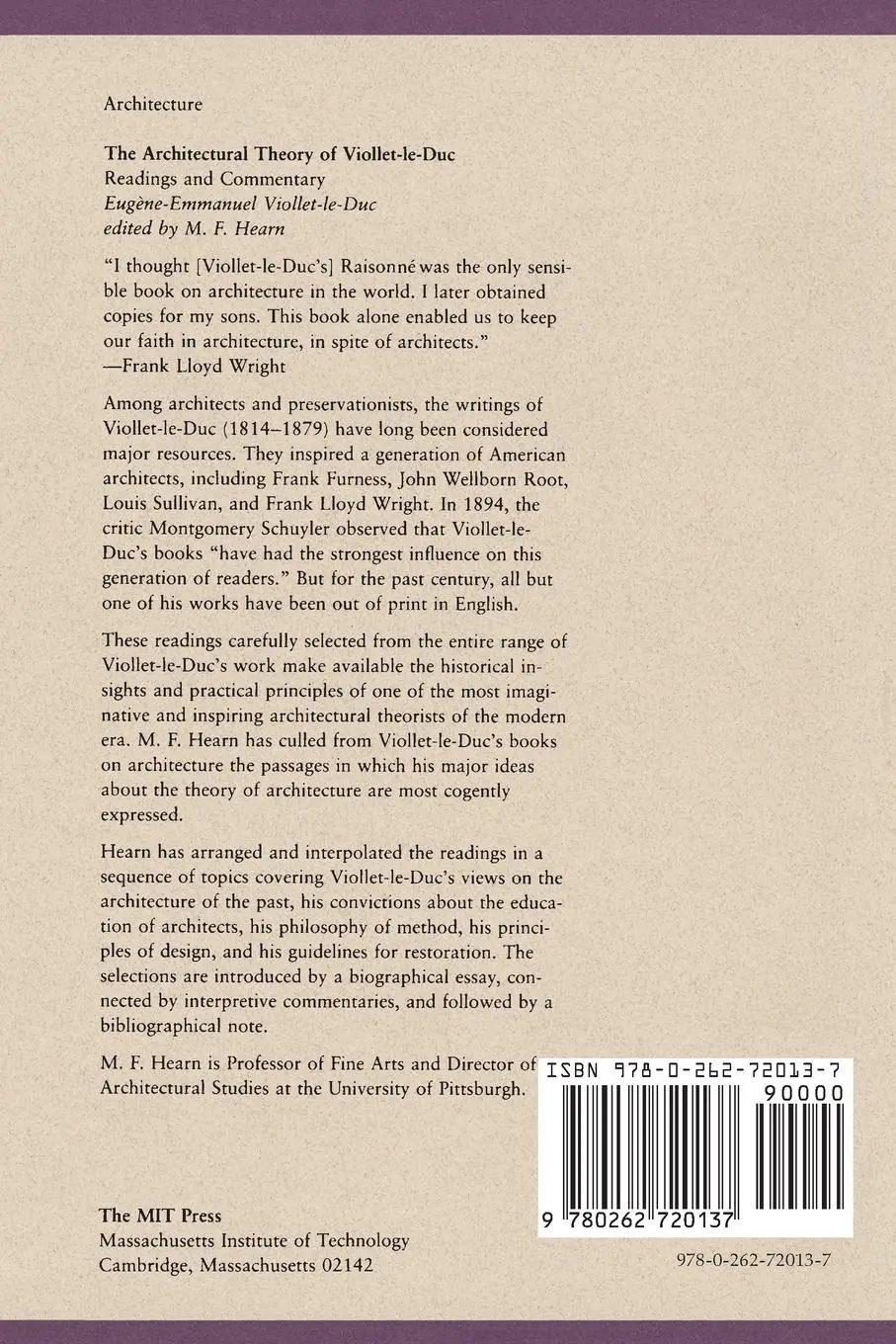 Rückseite: 9780262720137 | The Architectural Theory of Viollet-le-Duc | Readings and Commentary