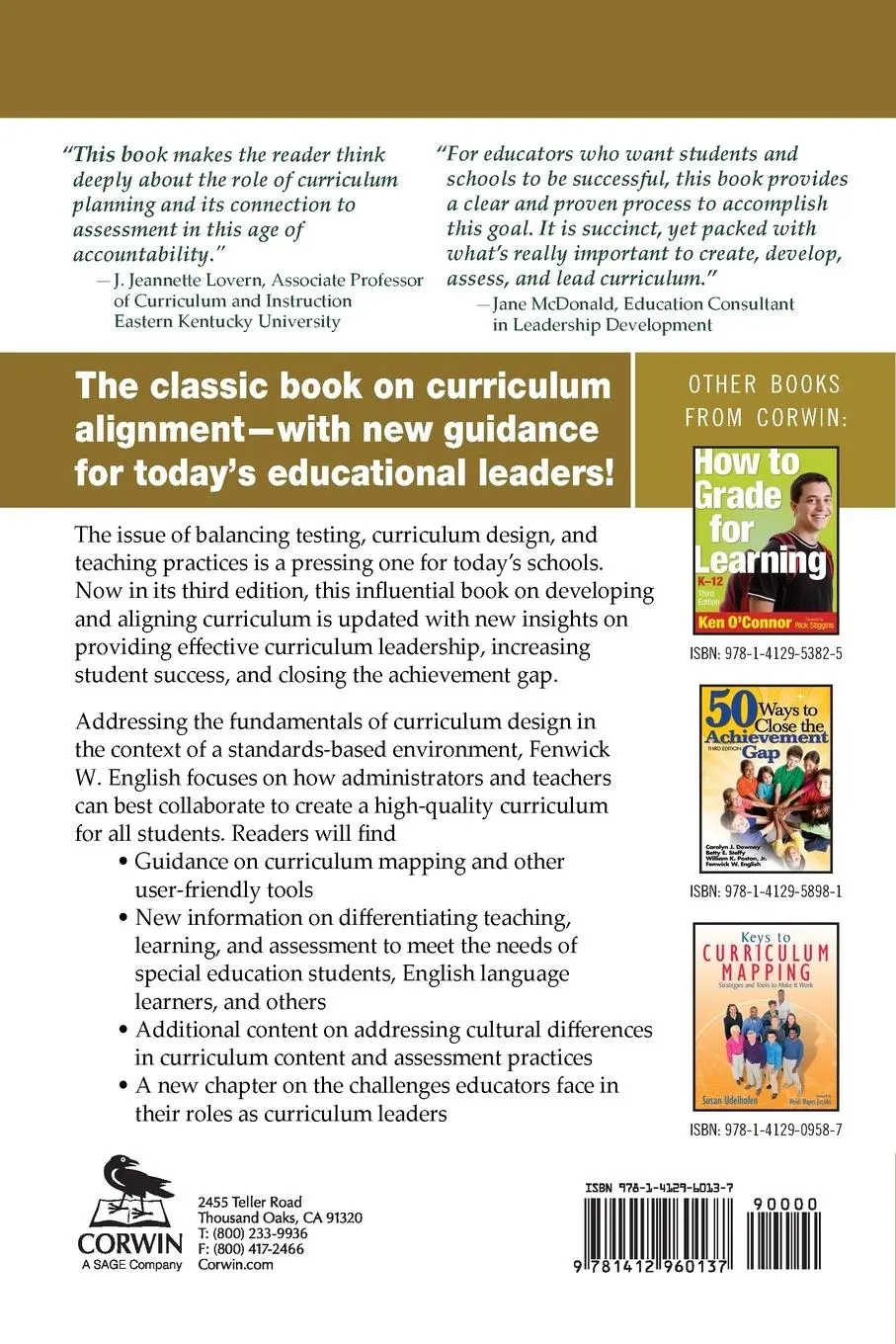 Rückseite: 9781412960137 | Deciding What to Teach and Test | Fenwick W. English | Taschenbuch