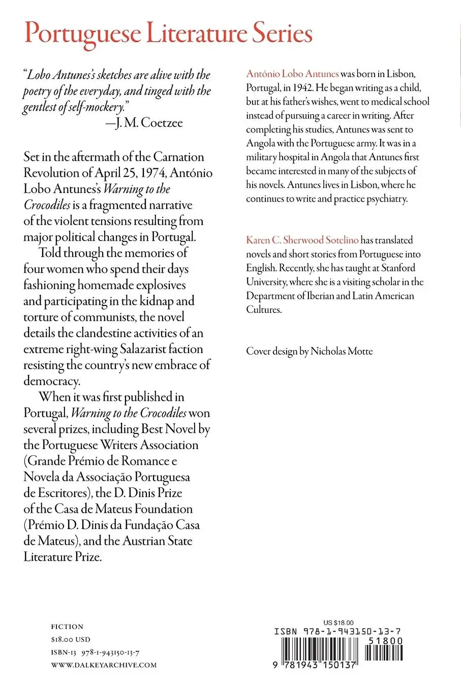 Rückseite: 9781943150137 | Warning to the Crocodiles | Antonio Lobo Antunes | Taschenbuch | 2021