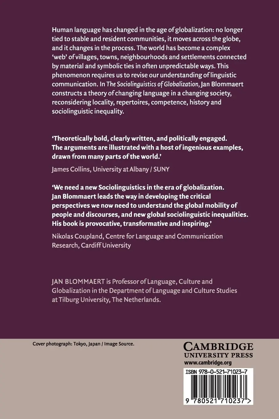 Rückseite: 9780521710237 | The Sociolinguistics of Globalization | Jan Blommaert | Taschenbuch