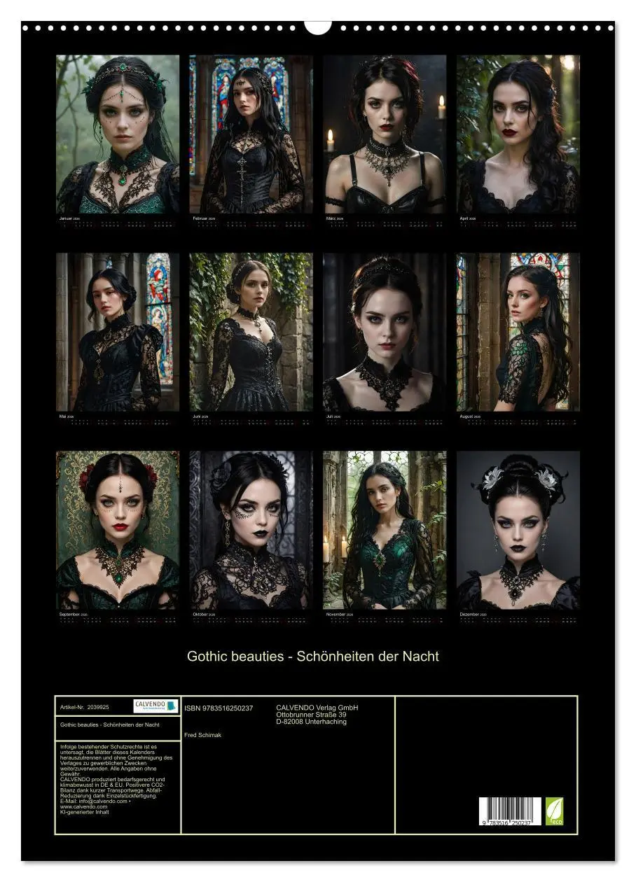 Bild: 9783516250237 | Gothic beauties - Schönheiten der Nacht (Wandkalender 2026 DIN A2...
