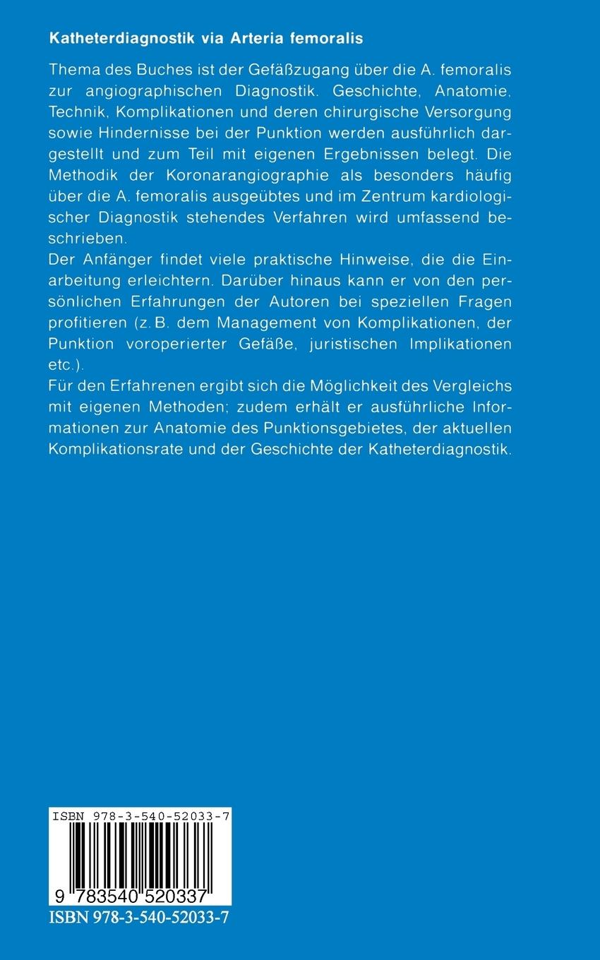Rückseite: 9783540520337 | Katheterdiagnostik via Arteria femoralis | Schieffer (u. a.) | Buch