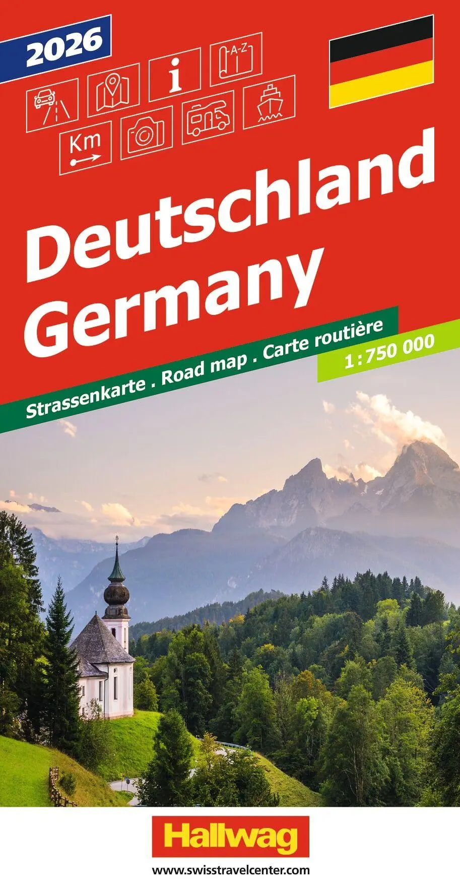 Cover: 9783828330337 | Hallwag Strassenkarte Deutschland 2027 1:750.000 | (Land-)Karte | 2025