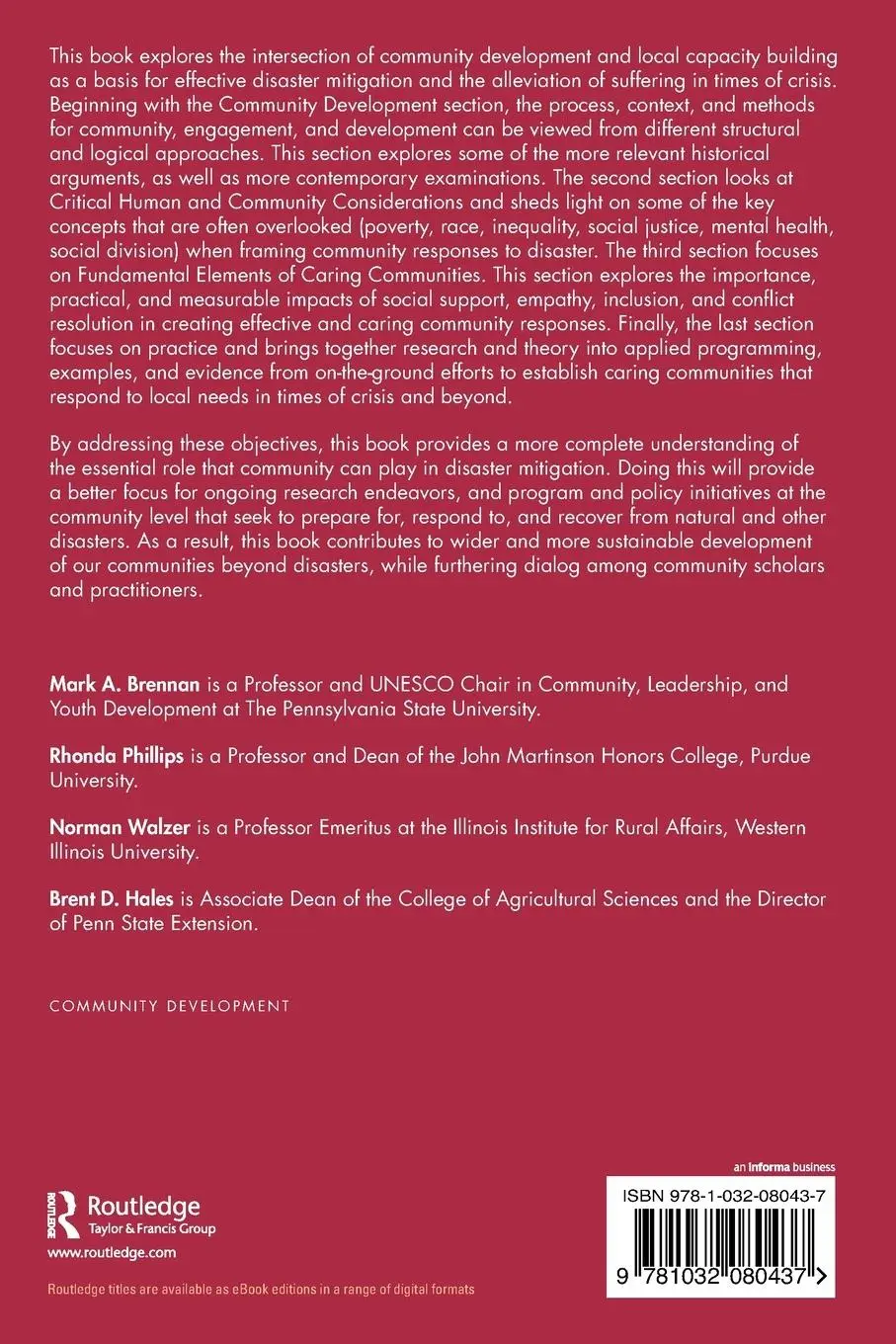 Rückseite: 9781032080437 | Community Development for Times of Crisis | Mark A. Brennan (u. a.)