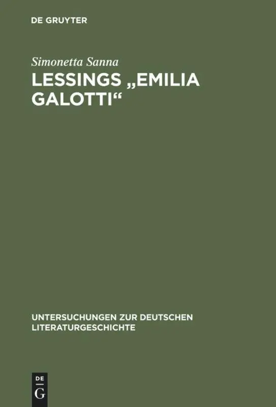 Cover: 9783484320437 | Lessings "Emilia Galotti" | Simonetta Sanna | Buch | V | Deutsch