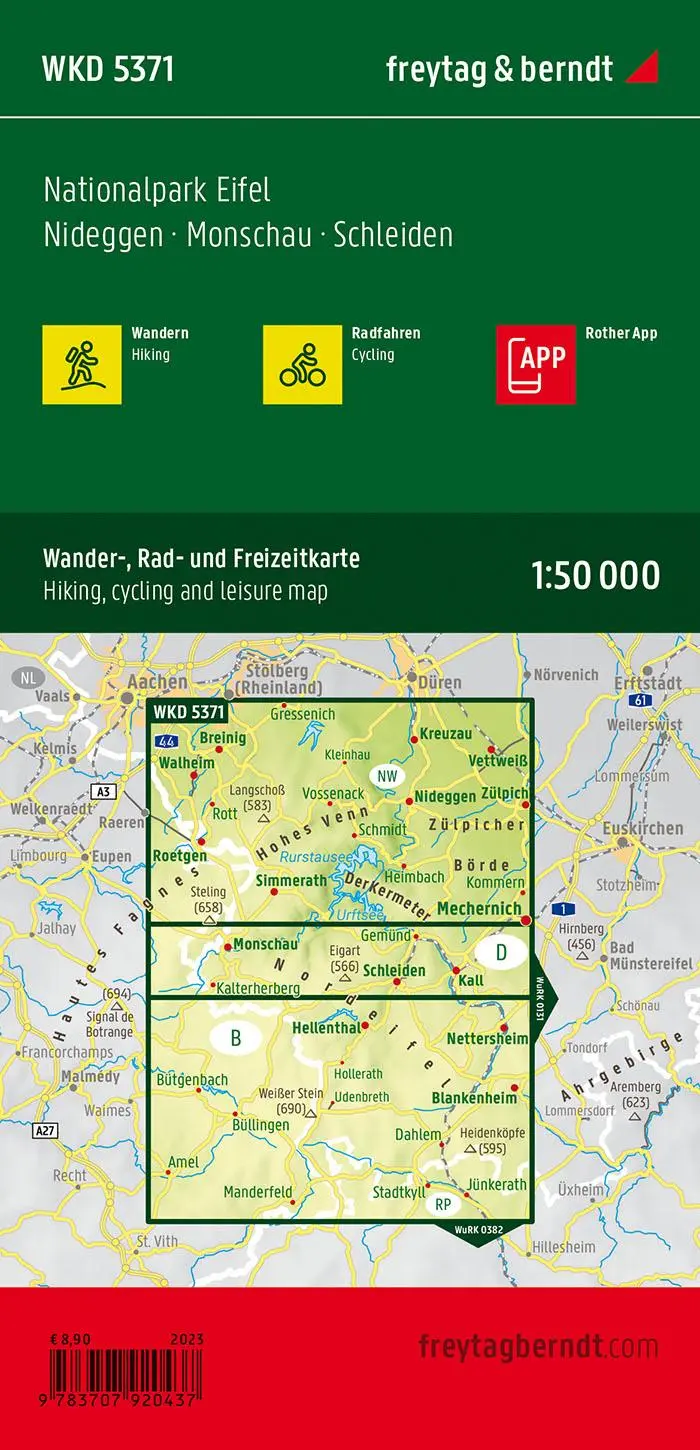 Rückseite: 9783707920437 | freytag &amp; berndt Wanderkarte WKD 5371 Nationalpark Eifel, Nideggen...