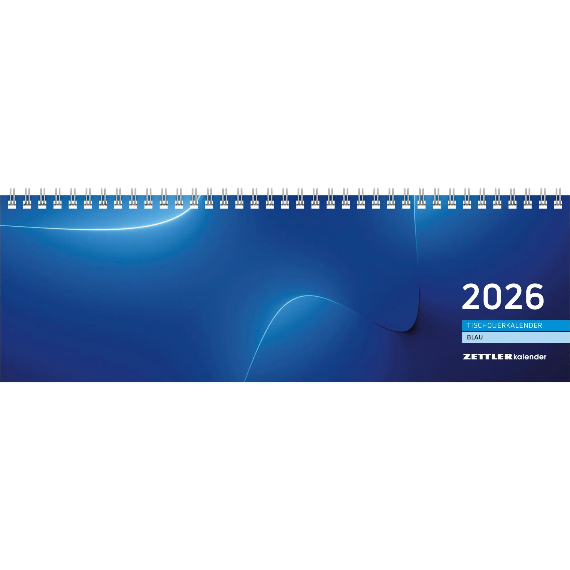 Cover: 4069095000537 | Tischquerkalender blau 2026 - 32x10,5 cm - 1 Woche auf 2 Seiten -...
