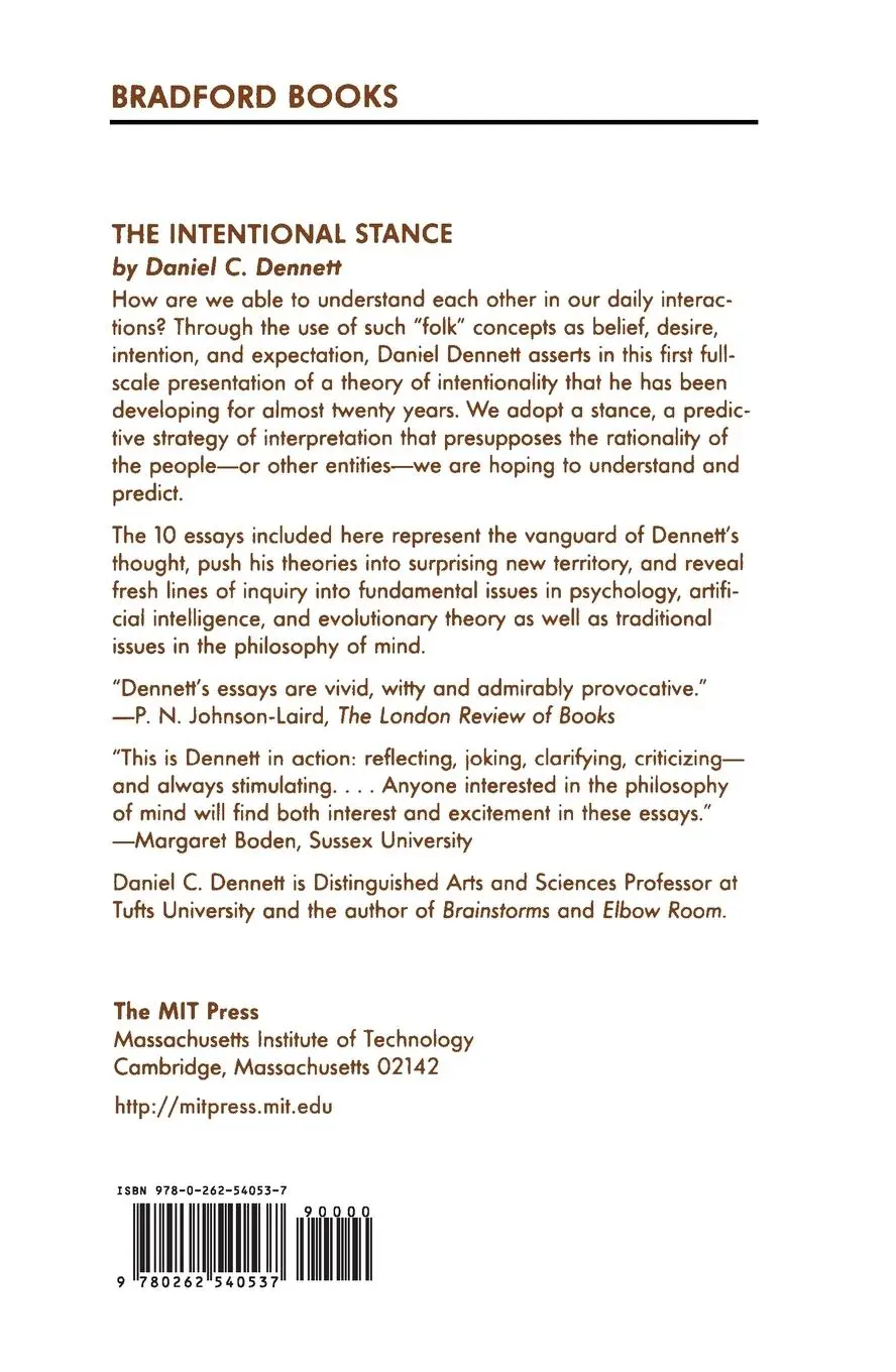 Rückseite: 9780262540537 | The Intentional Stance | Daniel C. Dennett | Taschenbuch | Englisch