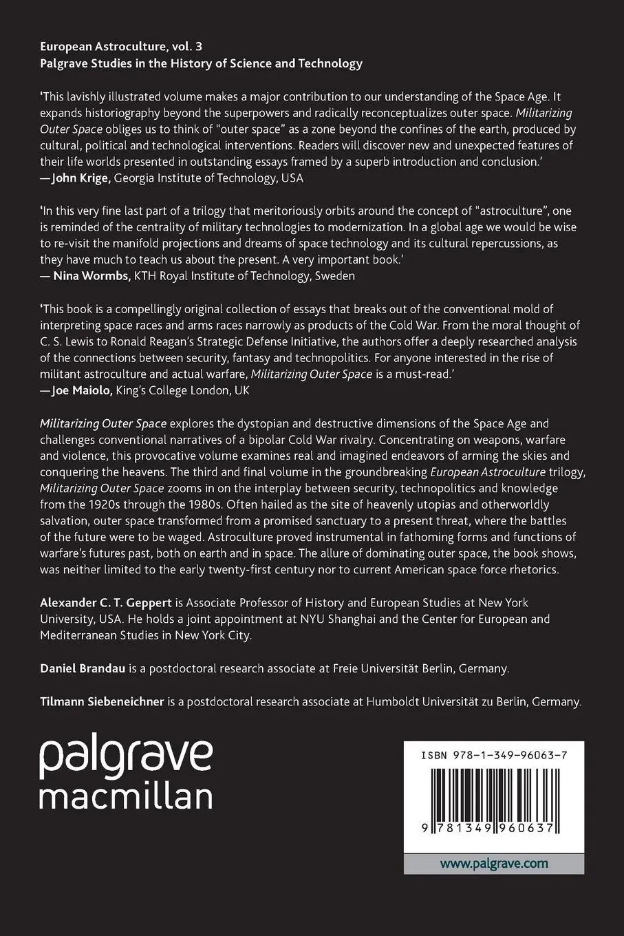 Rückseite: 9781349960637 | Militarizing Outer Space | Astroculture, Dystopia and the Cold War