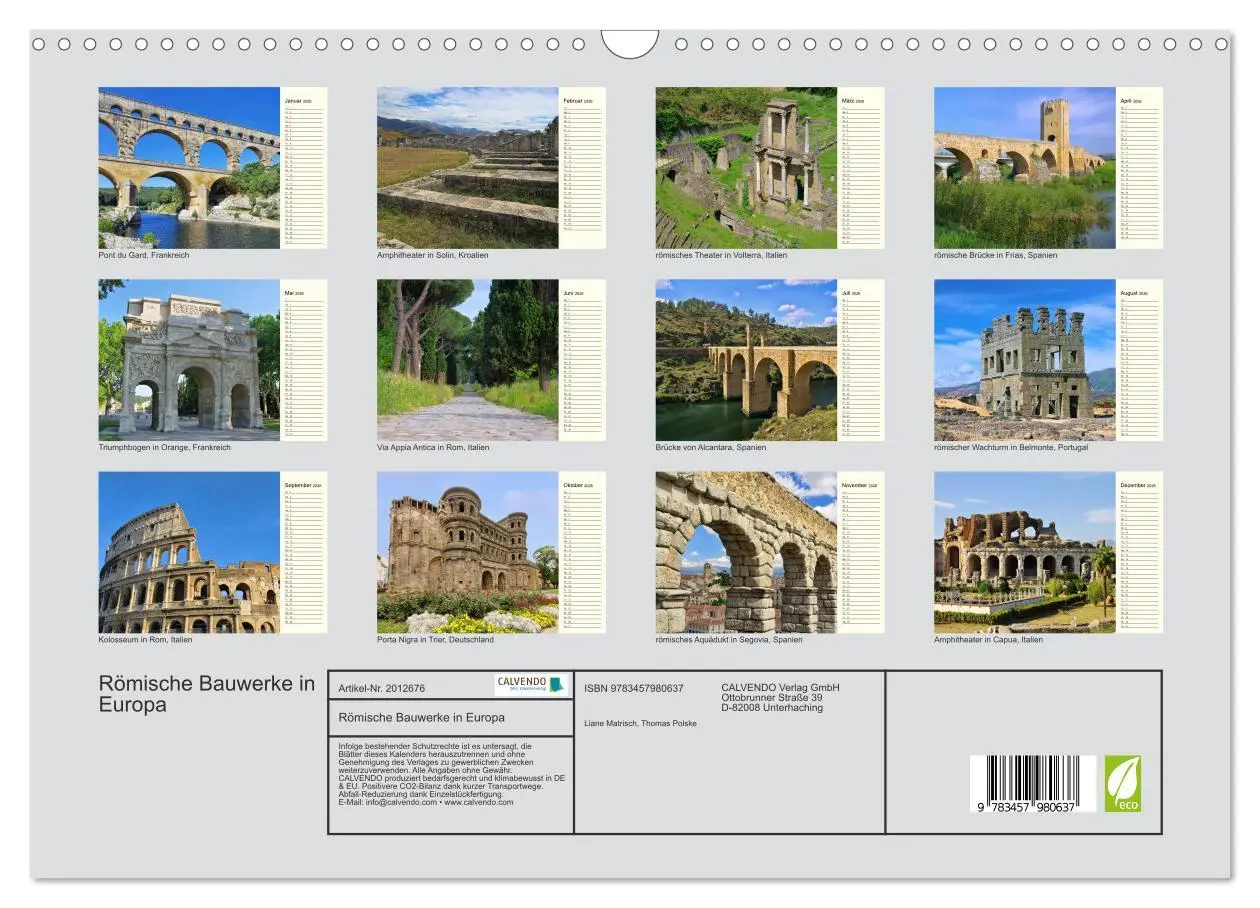 Bild: 9783457980637 | Römische Bauwerke in Europa (Wandkalender 2026 DIN A3 quer),...