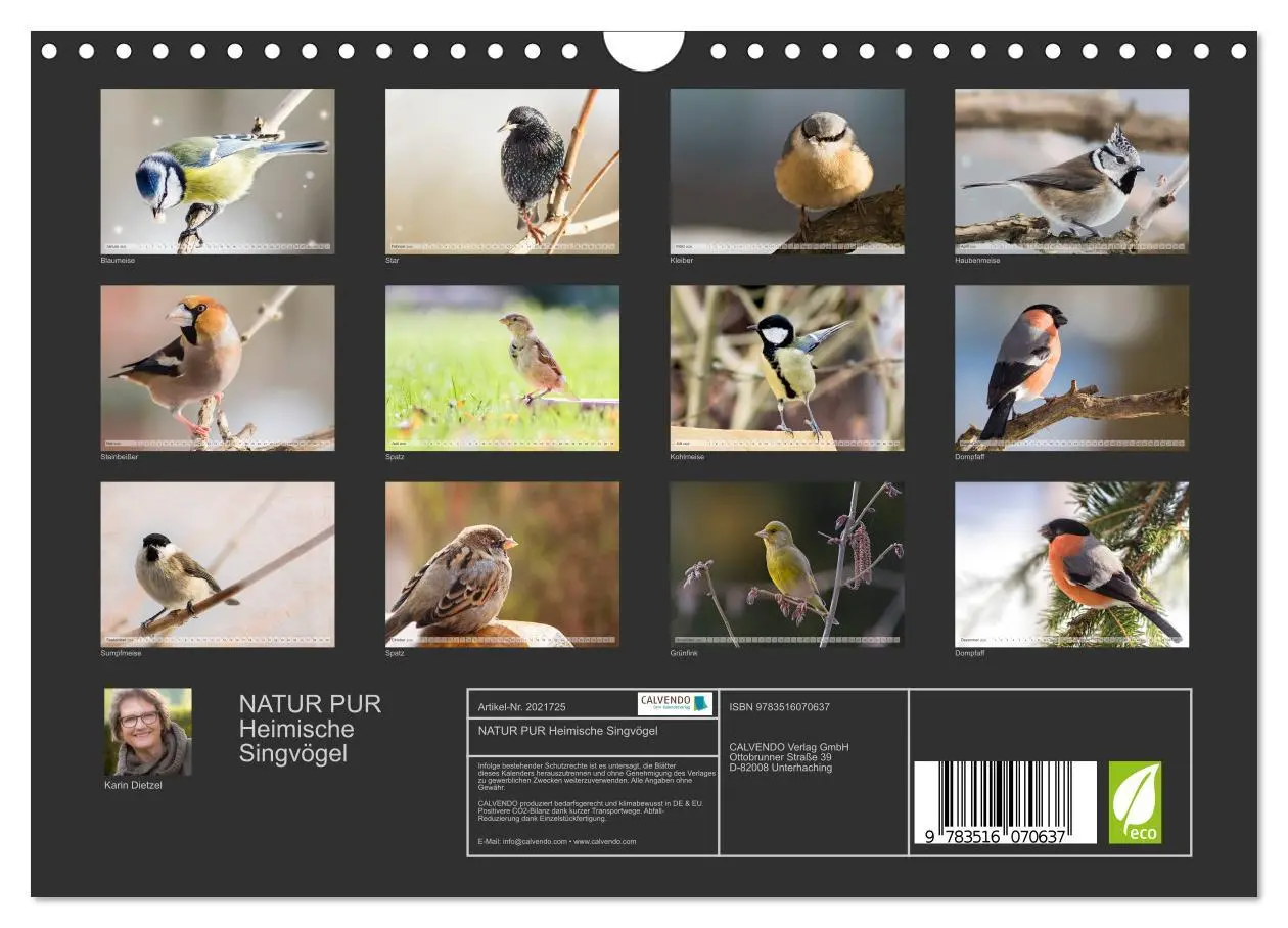 Bild: 9783516070637 | NATUR PUR Heimische Singvögel (Wandkalender 2026 DIN A4 quer),...