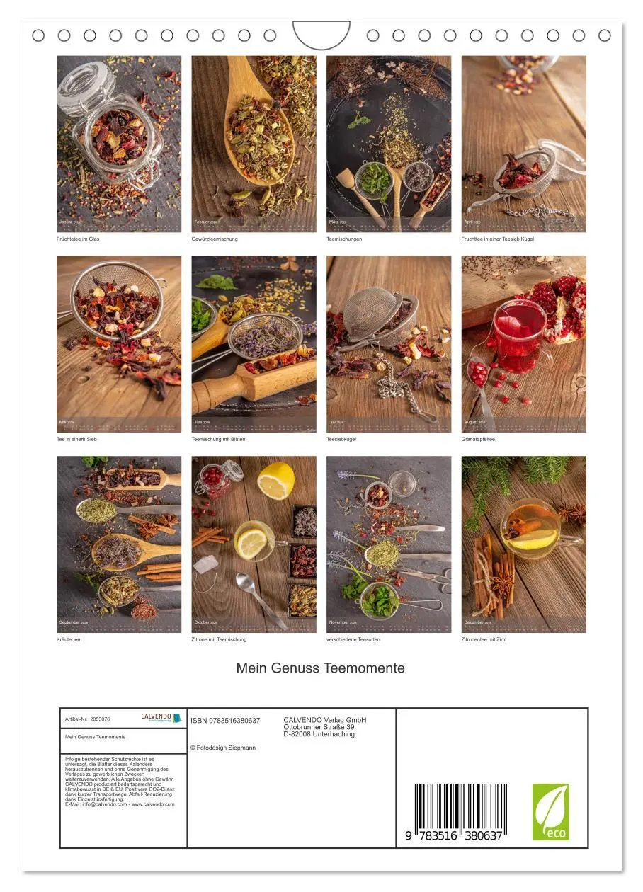 Bild: 9783516380637 | Mein Genuss Teemomente (Wandkalender 2026 DIN A4 hoch), CALVENDO...