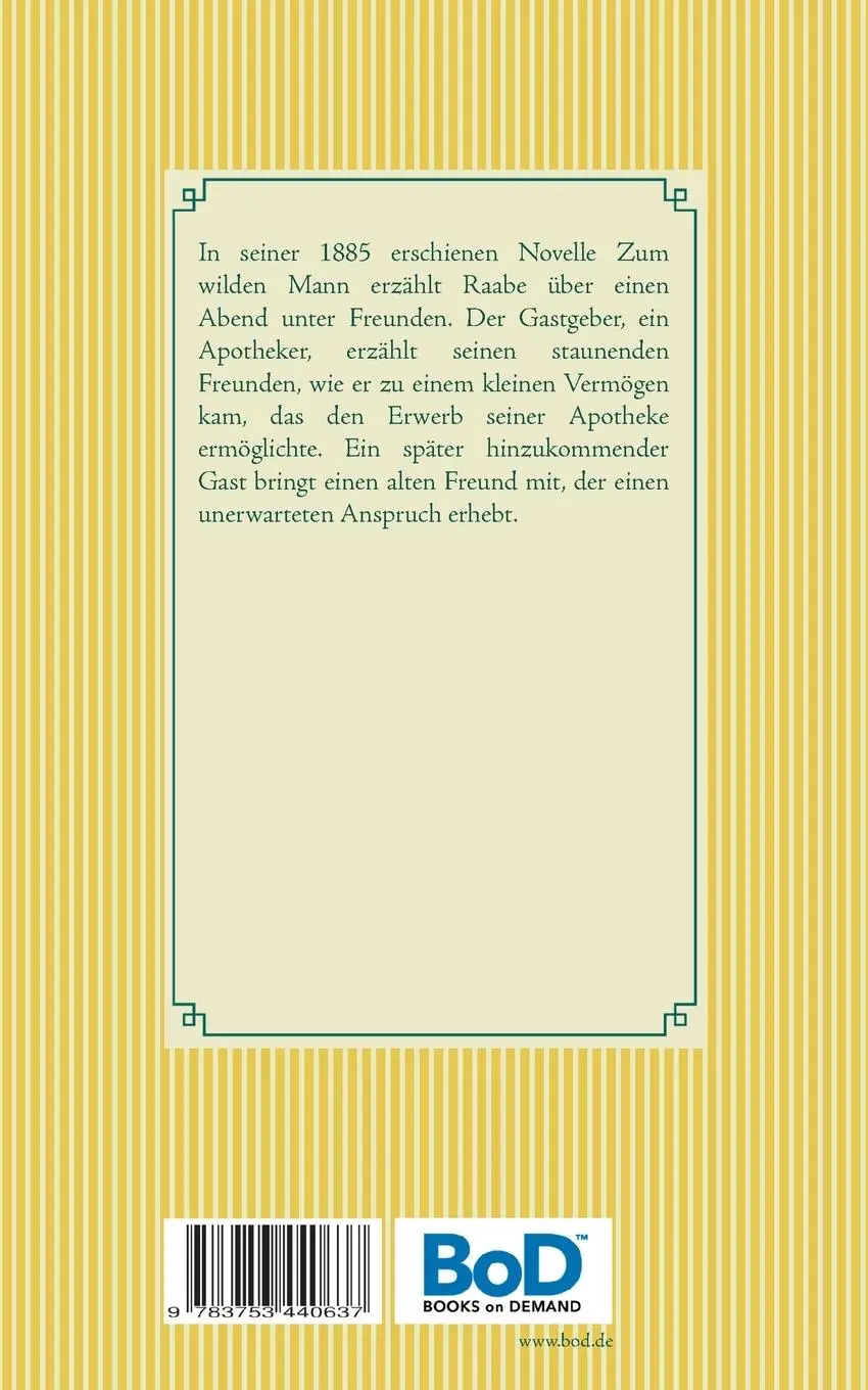 Rückseite: 9783753440637 | Zum wilden Mann | Wilhelm Raabe | Taschenbuch | Paperback | 92 S.