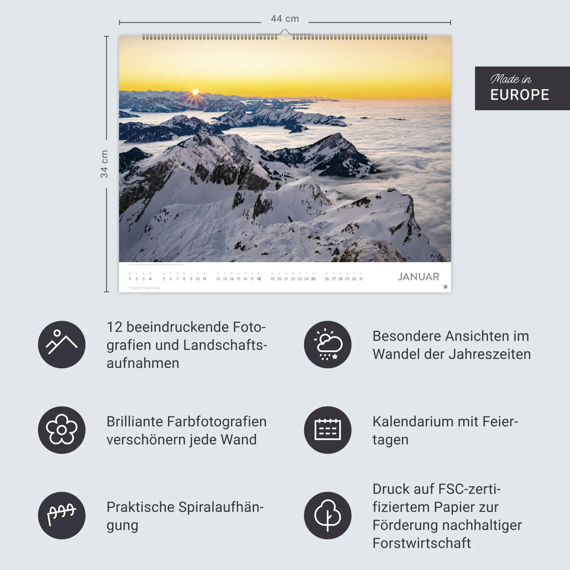 Bild: 9783756410637 | Faszination Alpen Posterkalender 2026 | Heye | Kalender | 14 S. | 2026