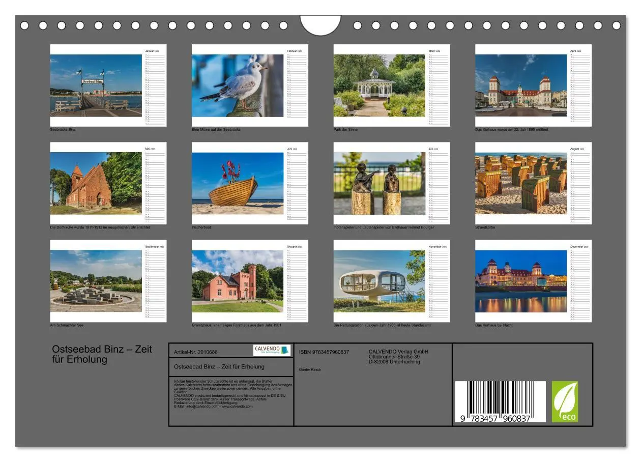 Bild: 9783457960837 | Ostseebad Binz - Zeit für Erholung (Wandkalender 2026 DIN A4 quer),...