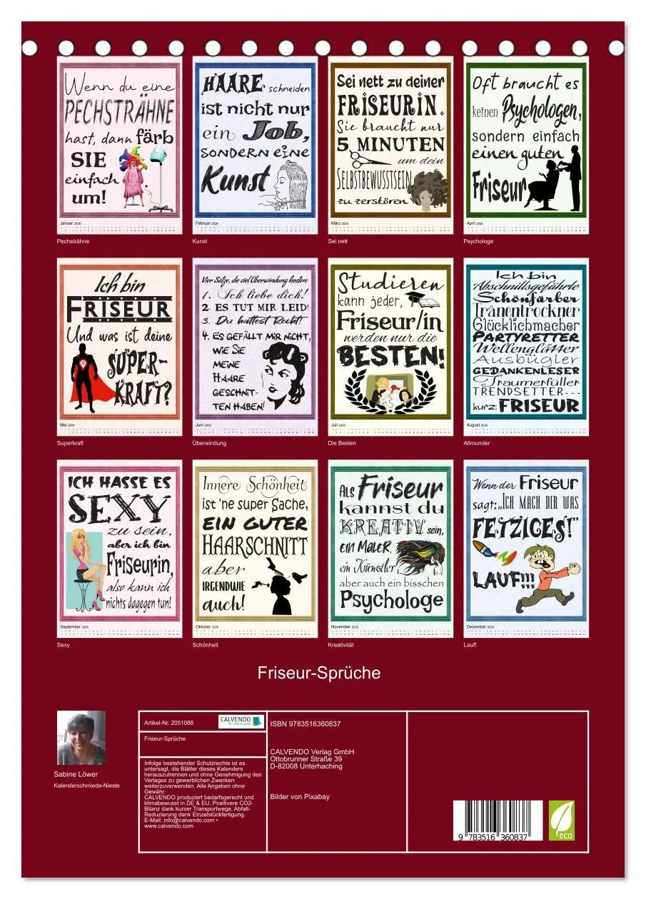 Bild: 9783516360837 | Friseur-Sprüche (Tischkalender 2026 DIN A5 hoch), CALVENDO...