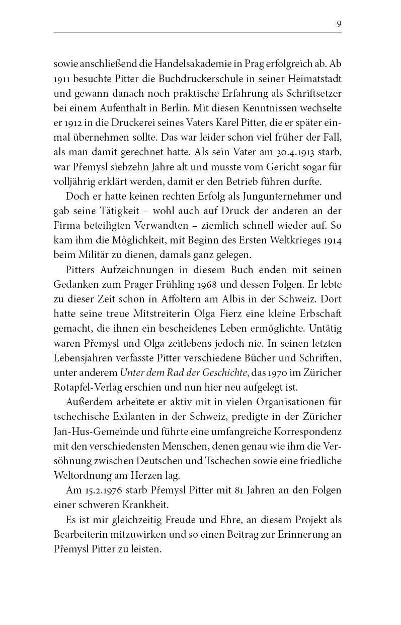 Bild: 9783862560837 | Unter dem Rad der Geschichte | Premysl Pitter | Taschenbuch | XVI